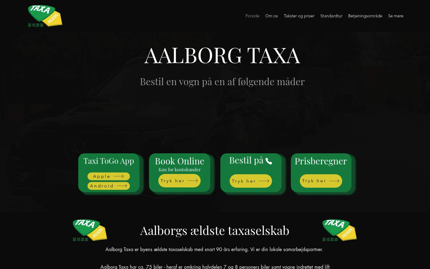 Screenshot af aalborgtaxa.dk